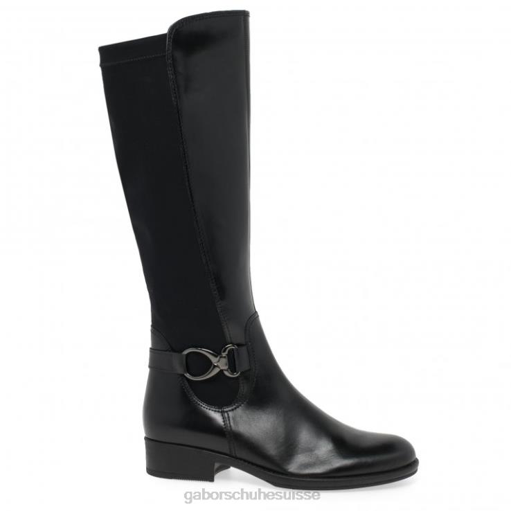femmes Cuir noir chaussure VZ0VT272 bottes hautes abia Gabor