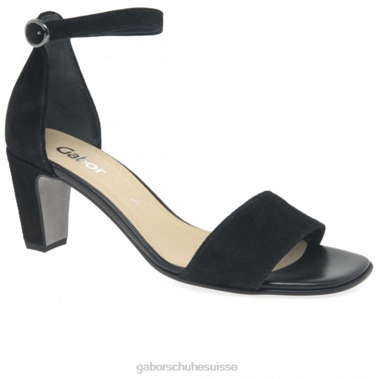 femmes Suède noir chaussure VZ0VT177 sandales à talons hauts licorne Gabor