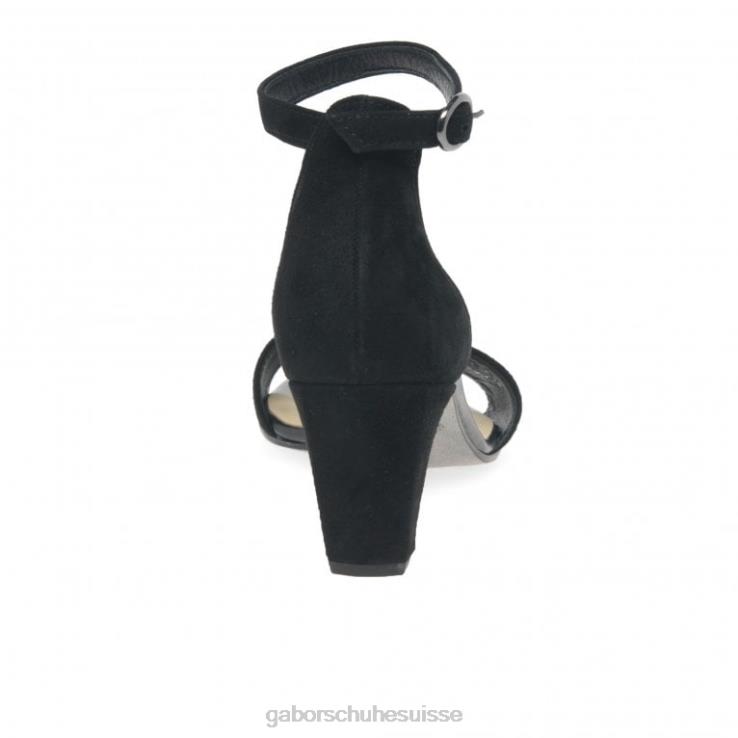 femmes Suède noir chaussure VZ0VT177 sandales à talons hauts licorne Gabor