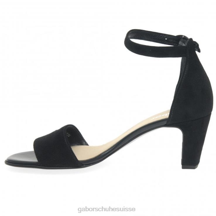 femmes Suède noir chaussure VZ0VT177 sandales à talons hauts licorne Gabor