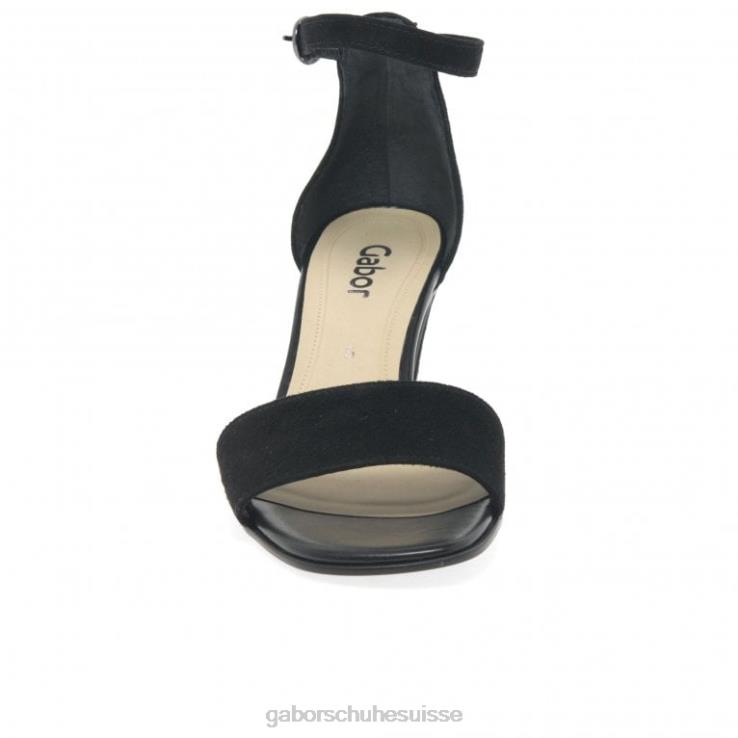 femmes Suède noir chaussure VZ0VT177 sandales à talons hauts licorne Gabor