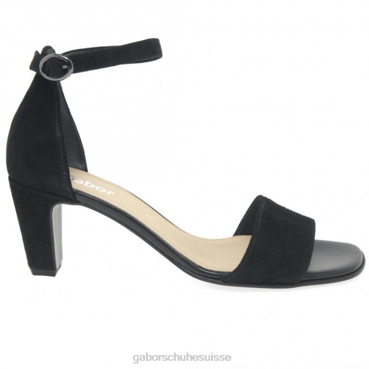 femmes Suède noir chaussure VZ0VT177 sandales à talons hauts licorne Gabor