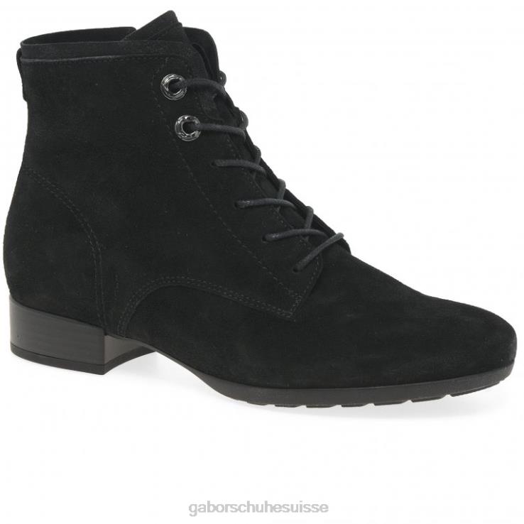 femmes Suède noir chaussure VZ0VT214 bottines bateau Gabor