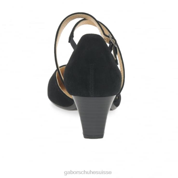 femmes Suède noir chaussure VZ0VT31 Callow - escarpins modernes à brides croisées Gabor
