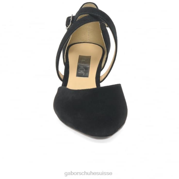 femmes Suède noir chaussure VZ0VT31 Callow - escarpins modernes à brides croisées Gabor