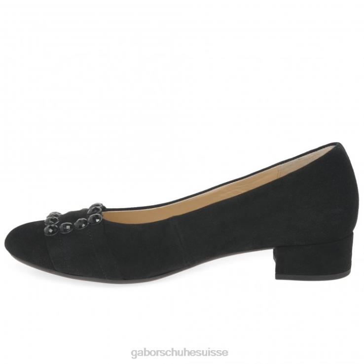 femmes Suède noir chaussure VZ0VT318 escarpins diablo Gabor