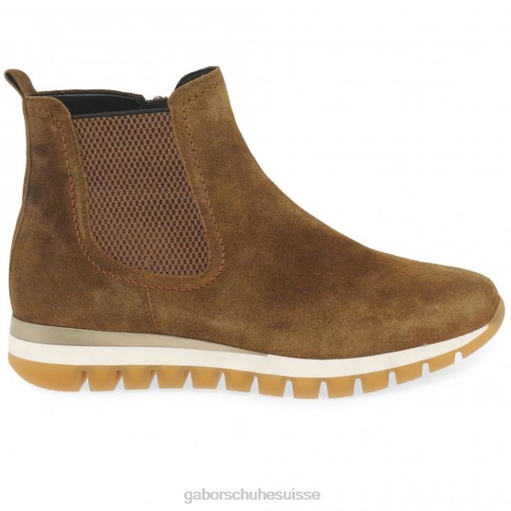 femmes daim cognac chaussure VZ0VT227 bottines caissières Gabor