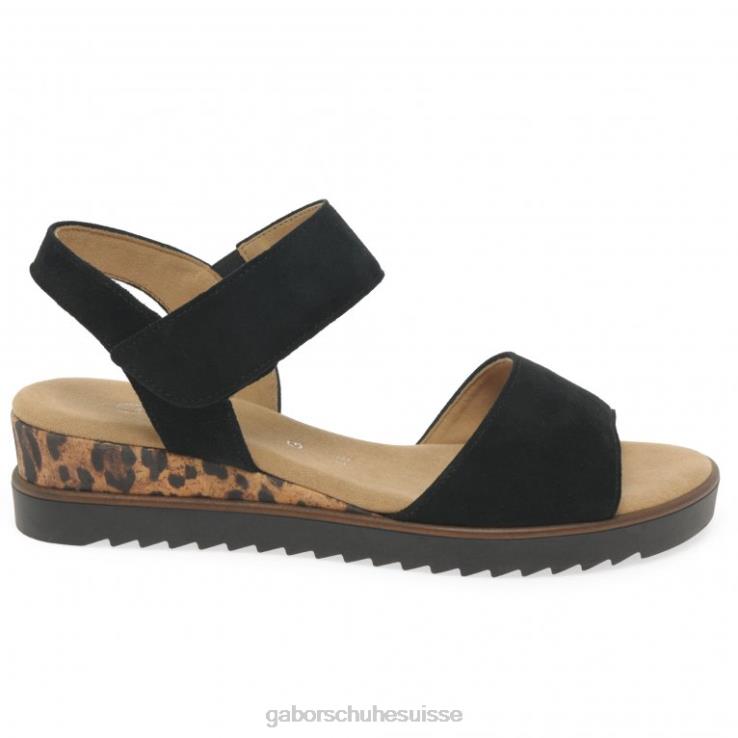 femmes daim noir/léopard chaussure VZ0VT166 sandales Raynor Gabor