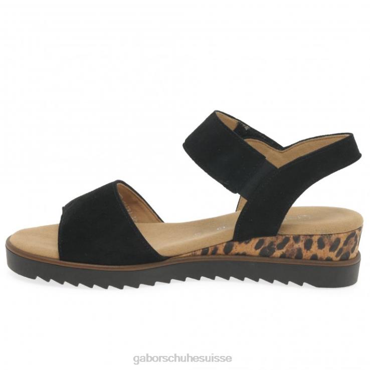 femmes daim noir/léopard chaussure VZ0VT166 sandales Raynor Gabor