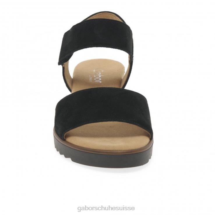 femmes daim noir/léopard chaussure VZ0VT166 sandales Raynor Gabor