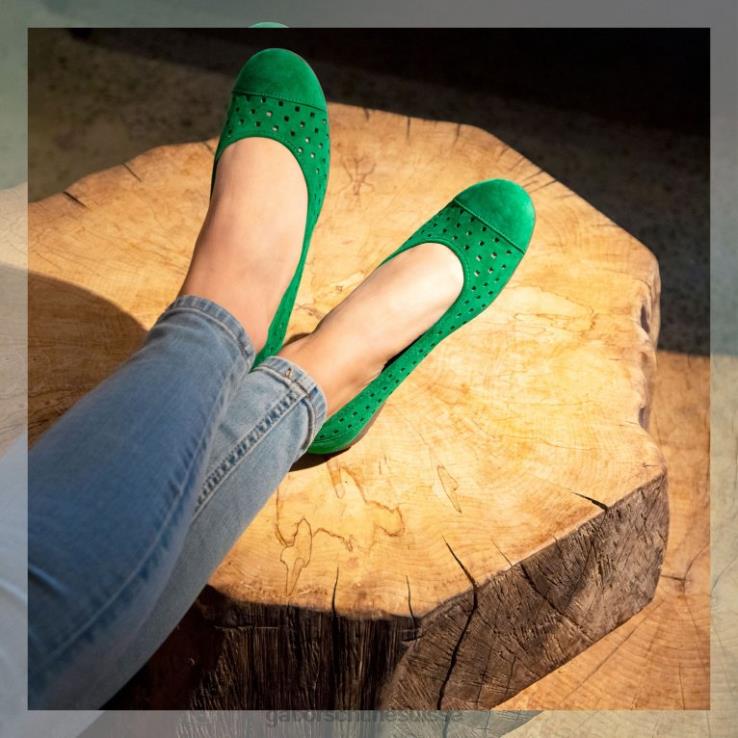 femmes daim vert chaussure VZ0VT4 chaussures décontractées à volants et détails perforés Gabor
