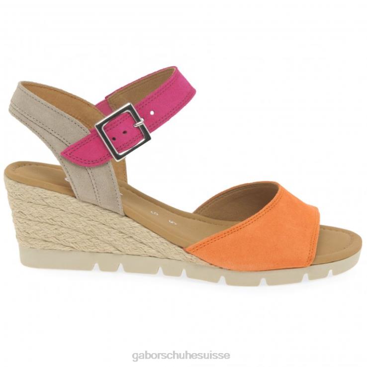 femmes mandarine/rose chaussure VZ0VT162 sandales à talons compensés Gabor