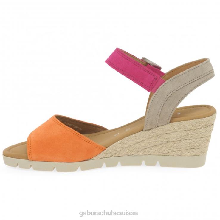 femmes mandarine/rose chaussure VZ0VT162 sandales à talons compensés Gabor