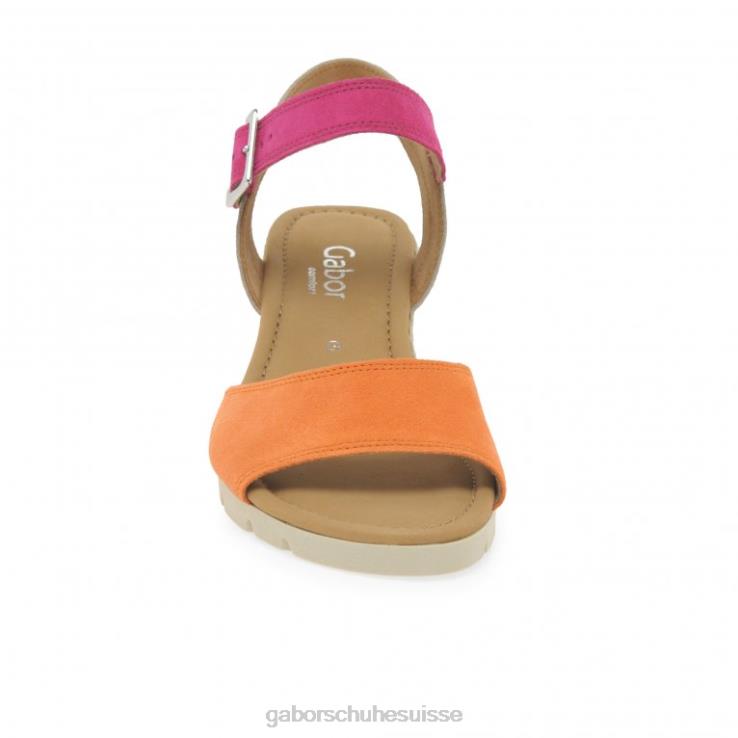 femmes mandarine/rose chaussure VZ0VT162 sandales à talons compensés Gabor