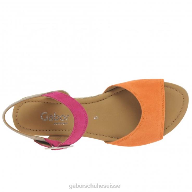 femmes mandarine/rose chaussure VZ0VT162 sandales à talons compensés Gabor