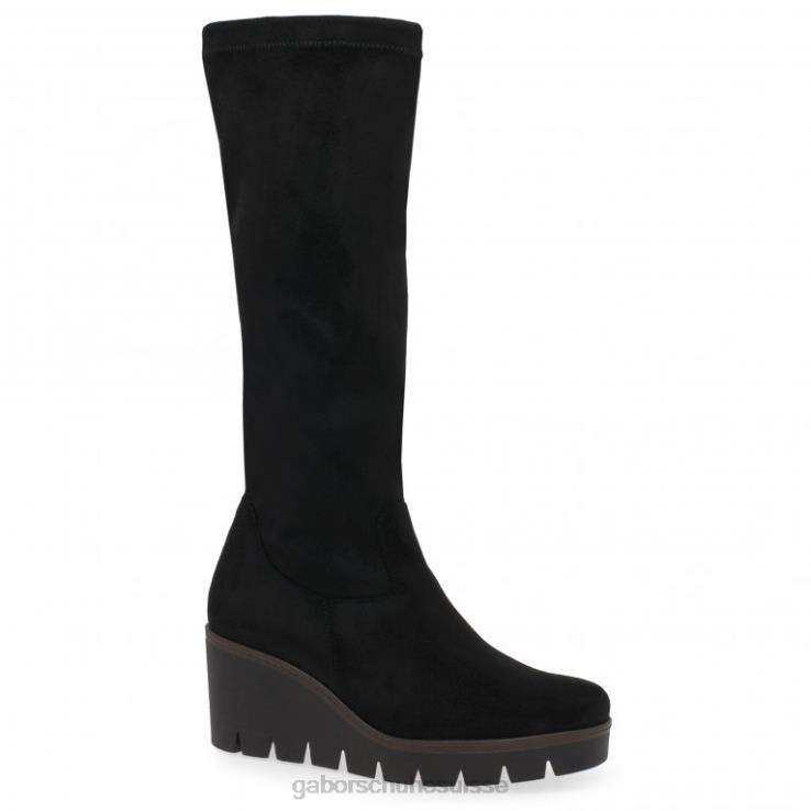 femmes microvelours noir chaussure VZ0VT279 bottes hautes unit m Gabor
