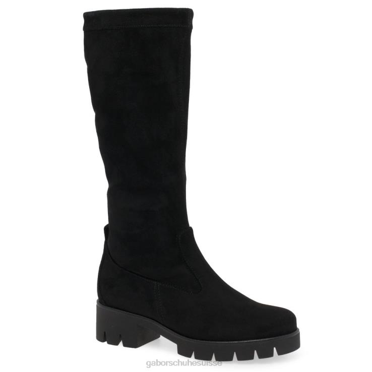 femmes microvelours noir chaussure VZ0VT335 bottes hauteur genou Bakou Gabor