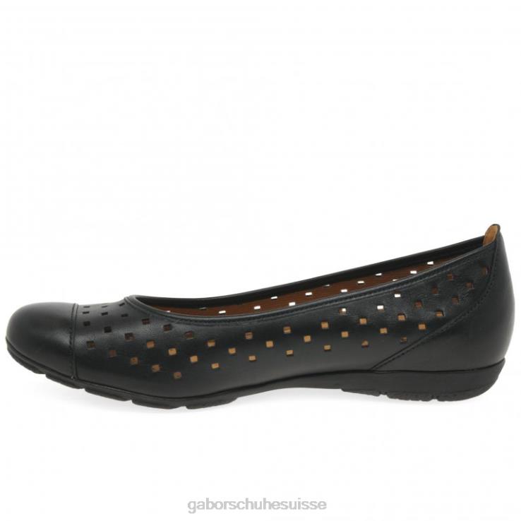 femmes noir chaussure VZ0VT80 chaussures décontractées à volants et détails perforés Gabor