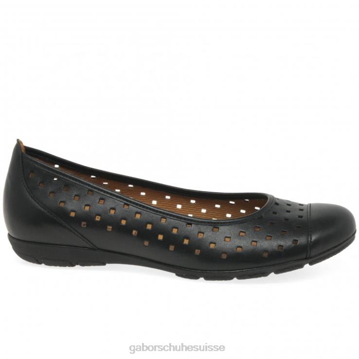 femmes noir chaussure VZ0VT80 chaussures décontractées à volants et détails perforés Gabor