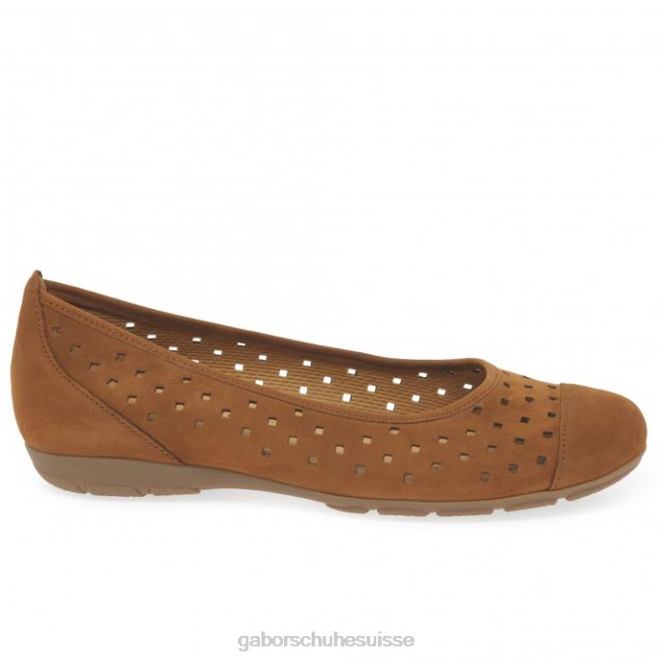 femmes nubuck cognac chaussure VZ0VT78 chaussures décontractées à volants et détails perforés Gabor
