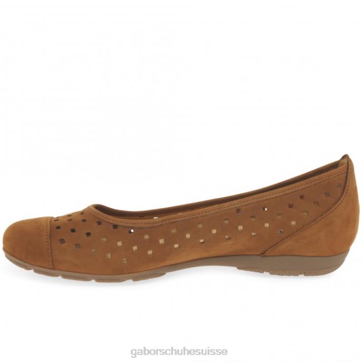 femmes nubuck cognac chaussure VZ0VT78 chaussures décontractées à volants et détails perforés Gabor