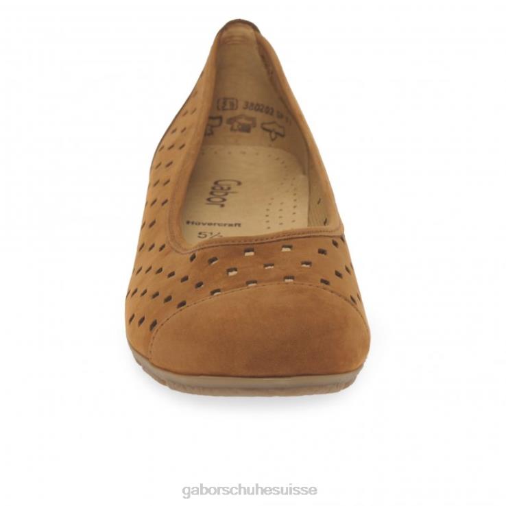 femmes nubuck cognac chaussure VZ0VT78 chaussures décontractées à volants et détails perforés Gabor