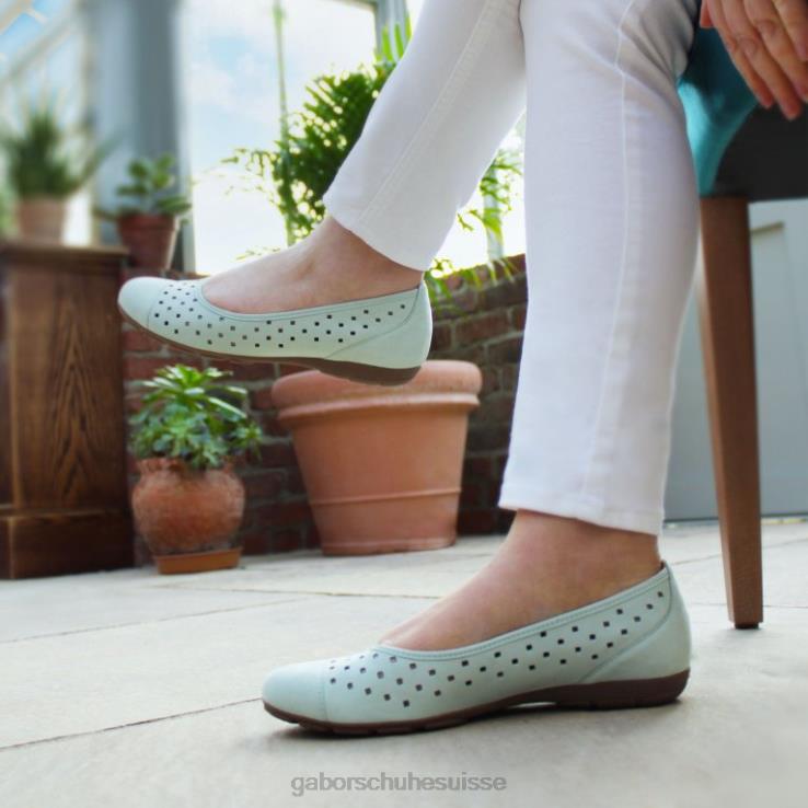 femmes nubuck menthe chaussure VZ0VT320 chaussures décontractées à volants et détails perforés Gabor