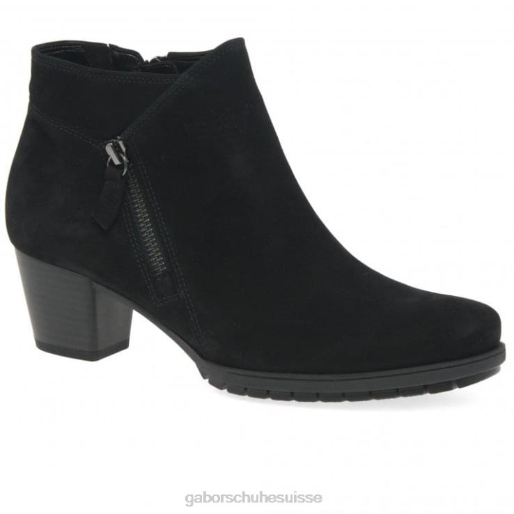 femmes nubuck noir chaussure VZ0VT186 bottines à fermeture zippée olivetti Gabor