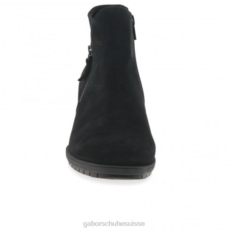 femmes nubuck noir chaussure VZ0VT186 bottines à fermeture zippée olivetti Gabor