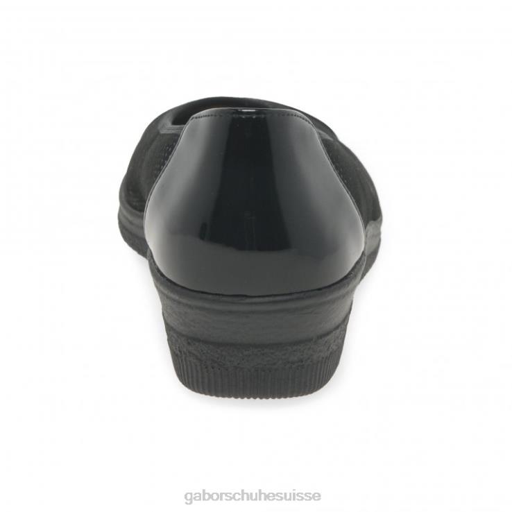 femmes point noir/brevet chaussure VZ0VT114 escarpins à talons bas avec accents verni pétunia Gabor