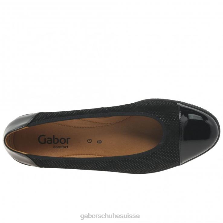 femmes point noir/brevet chaussure VZ0VT114 escarpins à talons bas avec accents verni pétunia Gabor