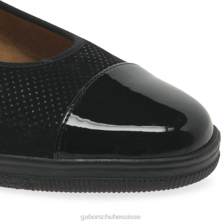 femmes point noir/brevet chaussure VZ0VT114 escarpins à talons bas avec accents verni pétunia Gabor