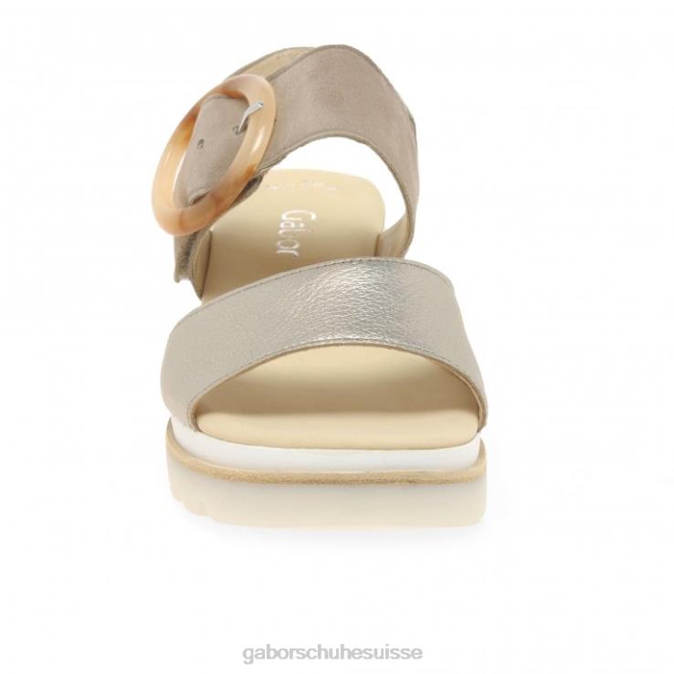 femmes puder métallisé/daim de lapin chaussure VZ0VT155 sandales à talons compensés Gabor