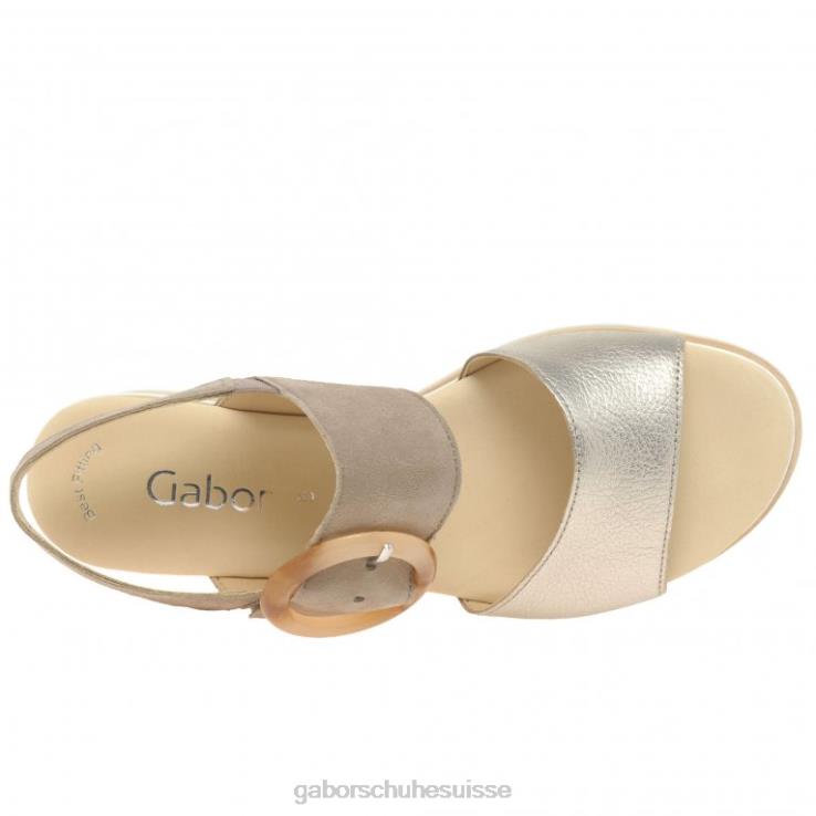 femmes puder métallisé/daim de lapin chaussure VZ0VT155 sandales à talons compensés Gabor