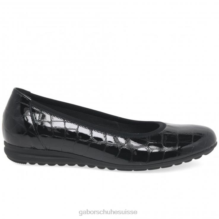 femmes vernis croco noir chaussure VZ0VT103 ballerines décontractées splash Gabor