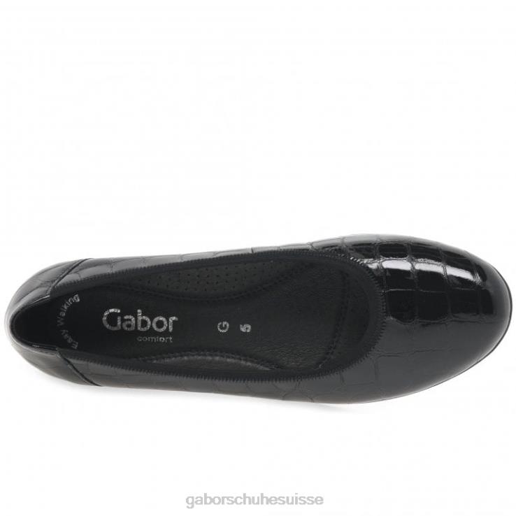 femmes vernis croco noir chaussure VZ0VT103 ballerines décontractées splash Gabor