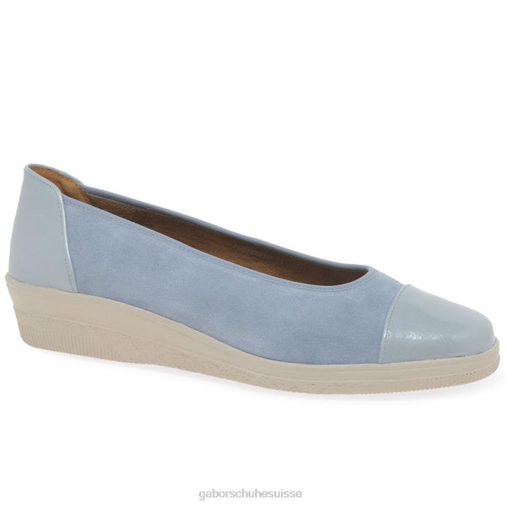 femmes lagune daim/vernis chaussure VZ0VT118 escarpins à talons bas avec accents verni pétunia Gabor