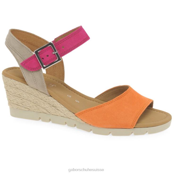femmes mandarine/rose chaussure VZ0VT162 sandales à talons compensés Gabor