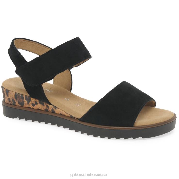 femmes daim noir/léopard chaussure VZ0VT166 sandales Raynor Gabor